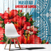 Personalized American Samoa Masefau Window Curtain Hibiscus Tropical Floral Whale Polynesian Tribal Pattern