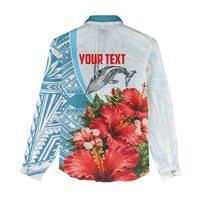 Personalized American Samoa Masefau Women Casual Shirt Hibiscus Tropical Floral Whale Polynesian Tribal Pattern
