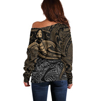 Polynesian Off Shoulder Sweater Hammerhead Shark Tribal Pattern TS04 - Polynesian Pride