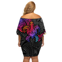 Turtle and Plumeria - Polynesian Off Shoulder Short Dress TS04 - Polynesian Pride