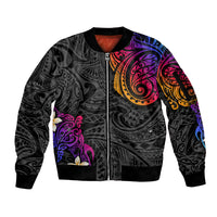 Turtle and Plumeria - Polynesian Sleeve Zip Bomber Jacket TS04 Unisex Gradient - Polynesian Pride