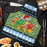 Micronesia Christmas Apron with Santa Turtle Coral Reef and Holiday Ocean Pattern - Polynesian Pride