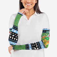 Micronesia Christmas Arm Sleeves with Santa Turtle Coral Reef and Holiday Ocean Pattern TS04 - Polynesian Pride