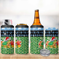 Micronesia Christmas 4 in 1 Can Cooler Tumbler with Santa Turtle Coral Reef and Holiday Ocean Pattern - Polynesian Pride