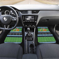 Micronesia Christmas Car Mats with Santa Turtle Coral Reef and Holiday Ocean Pattern - Polynesian Pride