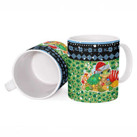 Micronesia Christmas Ceramic Mug with Santa Turtle Coral Reef and Holiday Ocean Pattern - Polynesian Pride