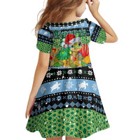 Micronesia Christmas Family Matching Off Shoulder Short Dress and Hawaiian Shirt with Santa Turtle Coral Reef and Holiday Ocean Pattern - Polynesian Pride