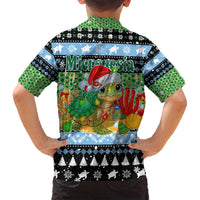 Micronesia Christmas Family Matching Puletasi and Hawaiian Shirt with Santa Turtle Coral Reef and Holiday Ocean Pattern TS04 - Polynesian Pride
