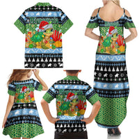 Micronesia Christmas Family Matching Summer Maxi Dress and Hawaiian Shirt with Santa Turtle Coral Reef and Holiday Ocean Pattern - Polynesian Pride