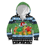 Micronesia Christmas Kid Hoodie with Santa Turtle Coral Reef and Holiday Ocean Pattern - Polynesian Pride