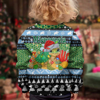 Micronesia Christmas Kid Ugly Christmas Sweater with Santa Turtle Coral Reef and Holiday Ocean Pattern - Polynesian Pride