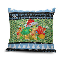Micronesia Christmas Pillow Cover with Santa Turtle Coral Reef and Holiday Ocean Pattern TS04 Black Green - Polynesian Pride