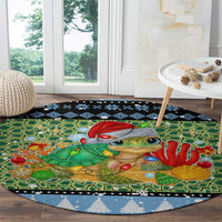 Micronesia Christmas Round Carpet with Santa Turtle Coral Reef and Holiday Ocean Pattern TS04 - Polynesian Pride