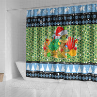 Micronesia Christmas Shower Curtain with Santa Turtle Coral Reef and Holiday Ocean Pattern TS04 - Polynesian Pride