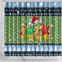 Micronesia Christmas Shower Curtain with Santa Turtle Coral Reef and Holiday Ocean Pattern TS04 - Polynesian Pride