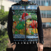 Micronesia Christmas Sleeveless Puffer Jacket with Santa Turtle Coral Reef and Holiday Ocean Pattern TS04 - Polynesian Pride