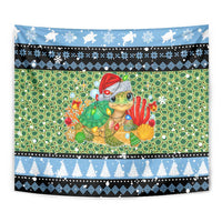 Micronesia Christmas Tapestry with Santa Turtle Coral Reef and Holiday Ocean Pattern TS04 - Polynesian Pride