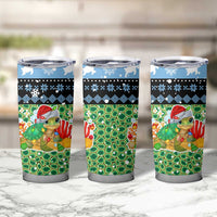 Micronesia Christmas Tumbler Cup with Santa Turtle Coral Reef and Holiday Ocean Pattern - Polynesian Pride