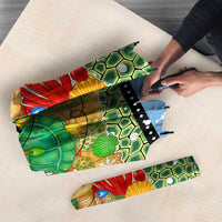 Micronesia Christmas Umbrella with Santa Turtle Coral Reef and Holiday Ocean Pattern - Polynesian Pride