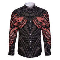 Feminine Polynesian Family Matching Mermaid Dress and Hawaiian Shirt Mandala Tattoo Style TS04 Dad's Shirt - Long Sleeve Black - Polynesian Pride