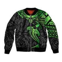 Polynesian Bomber Jacket Hammerhead Shark Tribal Pattern Black Green Version TS04 Unisex Black/Green - Polynesian Pride