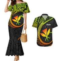 Hawaii Kanaka Maoli Couples Matching Mermaid Dress and Hawaiian Shirt Polynesian Tornado Infusion Gradient TS04 Gradient - Polynesian Pride