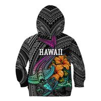 Hawaii Polynesian Kid Hoodie with Tribal Hammerhead Sharks and Hibiscus Black TS04 - Polynesian Pride