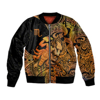 Zodiac Scorpio Bomber Jacket Polynesian in Orange TS04 Unisex Orange - Polynesian Pride