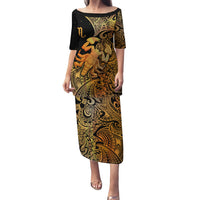 Zodiac Scorpio Puletasi Polynesian in Orange TS04 Long Dress Orange - Polynesian Pride