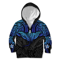Polynesian Ray Pattern Kid Hoodie TS04 Zip Hoodie Black/Blue - Polynesian Pride