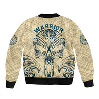 Polynesian Bomber Jacket Warrior Skull with Tribal Patterns Tattoo Design TS04 - Polynesian Pride