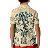 Polynesian Kid Polo Shirt Warrior Skull with Tribal Patterns Tattoo Design TS04 - Polynesian Pride