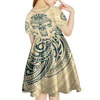 Polynesian Kid Short Sleeve Dress Warrior Skull with Tribal Patterns Tattoo Design TS04 - Polynesian Pride
