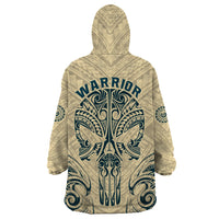 Polynesian Wearable Blanket Hoodie Warrior Skull with Tribal Patterns Tattoo Design TS04 - Polynesian Pride