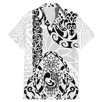 Hawaii Family Matching Mermaid Dress and Hawaiian Shirt with Polynesian Turtle TS04 Dad's Shirt - Short Sleeve Black White - Polynesian Pride