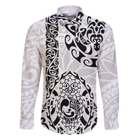 Hawaii Family Matching Summer Maxi Dress and Hawaiian Shirt with Polynesian Turtle TS04 Dad's Shirt - Long Sleeve Black/White - Polynesian Pride