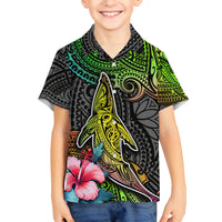 Polynesian Family Matching Puletasi Dress and Hawaiian Shirt Whales and Compass Gradient Pattern TS04 Son's Shirt Gradient - Polynesian Pride