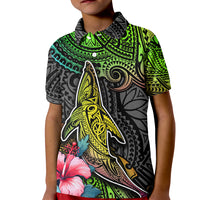 Polynesian Kid Polo Shirt Whales and Compass Gradient Pattern TS04 Kid Gradient - Polynesian Pride