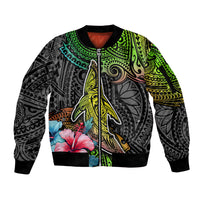Polynesian Sleeve Zip Bomber Jacket Whales and Compass Gradient Pattern TS04 Unisex Gradient - Polynesian Pride
