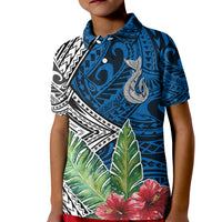 Polynesian Kid Polo Shirt Whale Pattern and Hibiscus Flowers TS04 Kid Multicolor - Polynesian Pride