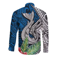 Polynesian Long Sleeve Button Shirt Whale Pattern and Hibiscus Flowers TS04 - Polynesian Pride