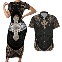 Polynesian Hawaii Tattoo Couples Matching Short Sleeve Bodycon Dress and Hawaiian Shirt TS04 Multicolor - Polynesian Pride