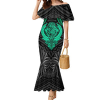 Polynesian Mermaid Dress Abstract Tiki TS04 Women Black Yellow - Polynesian Pride