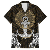 Polynesian Swordfish Family Matching Long Sleeve Bodycon Dress and Hawaiian Shirt with Anchor Pattern and Tribal Turtle TS04 Dad's Shirt - Short Sleeve Multicolor - Polynesian Pride