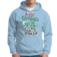 Mele Kalikimaka Santa Climb Palm Tree Hawaiian Christmas Hoodie TS09 Light Blue - Polynesian Pride