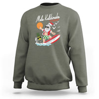 Mele Kalikimaka Surfing Santa Vintage Hawaiian Christmas Sweatshirt TS09 Military Green - Polynesian Pride