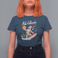 Mele Kalikimaka Surfing Santa Vintage Hawaiian Christmas T Shirt For Women TS09 Navy - Polynesian Pride
