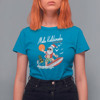 Mele Kalikimaka Surfing Santa Vintage Hawaiian Christmas T Shirt For Women TS09 Sapphire - Polynesian Pride