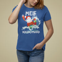 Mele Kalikimaka Surfing Cute Santa Hawaiian Christmas T Shirt For Women TS09 Royal Blue - Polynesian Pride