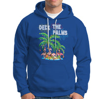 Christmas In Hawaii Hoodie Deck the Palms Firework Merry Christmas Flamingo TS09 Royal Blue - Polynesian Pride